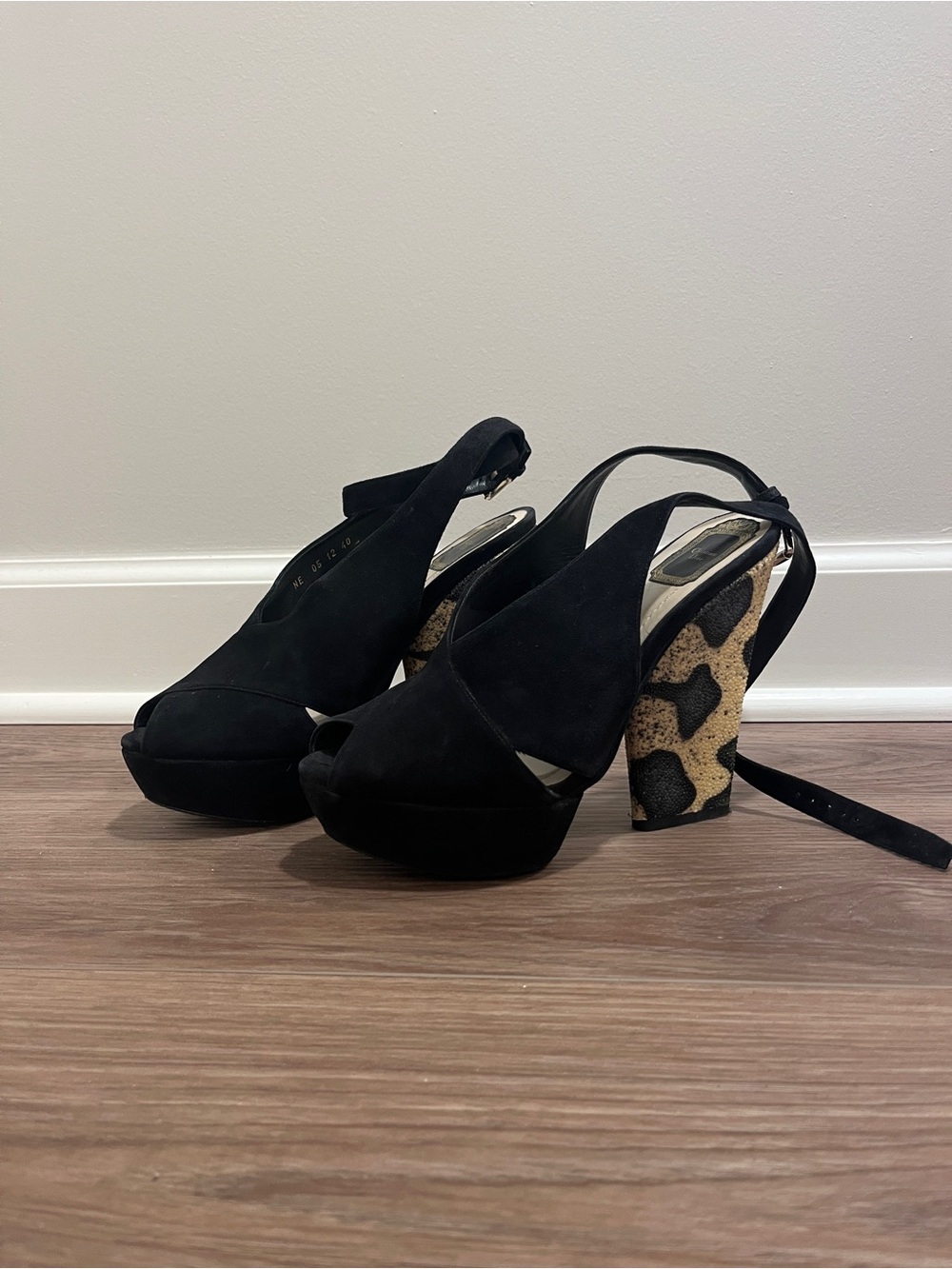 VINTAGE Dior Platform Slingback Heels with Leopard Block Heel